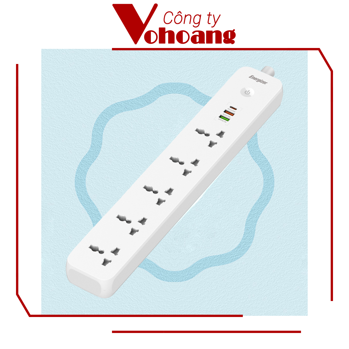 [Mỹ] Ổ cắm điện Energizer đa năng 5AC kèm 2 USB-A và 1 USB-C sạc nhanh PD (max PD 38W) - Energizer EPB2504EU