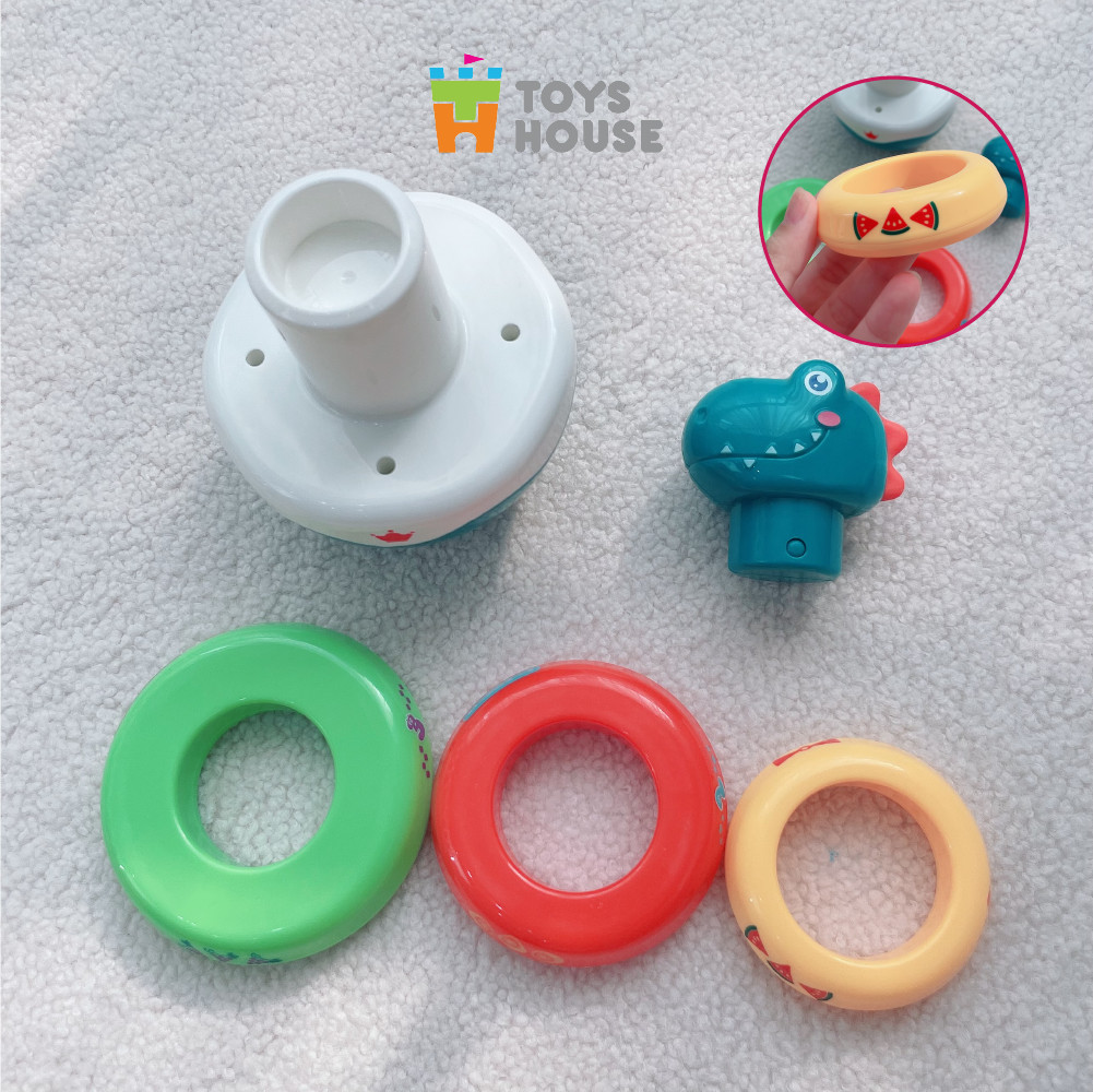 Đồ chơi lật đật kết hợp vòng xúc xắc xếp tháp màu sắc hình khủng long ToysHouse HE0298