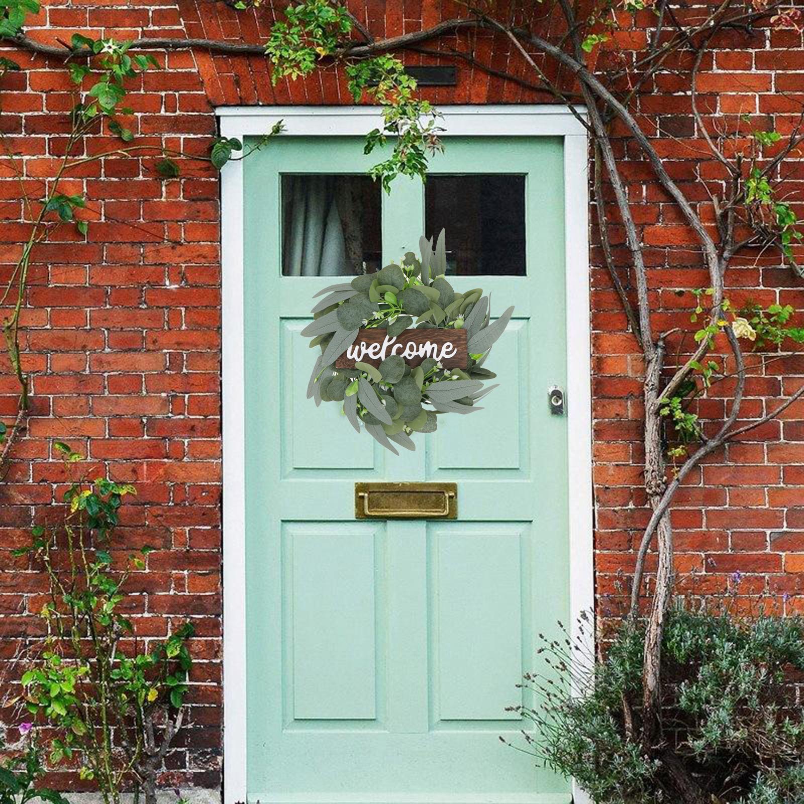 Welcome Sign Wooden Hanging Porch Wreaths for Front Door Decoration for Christmas, Restaurant, Home, Outdoor