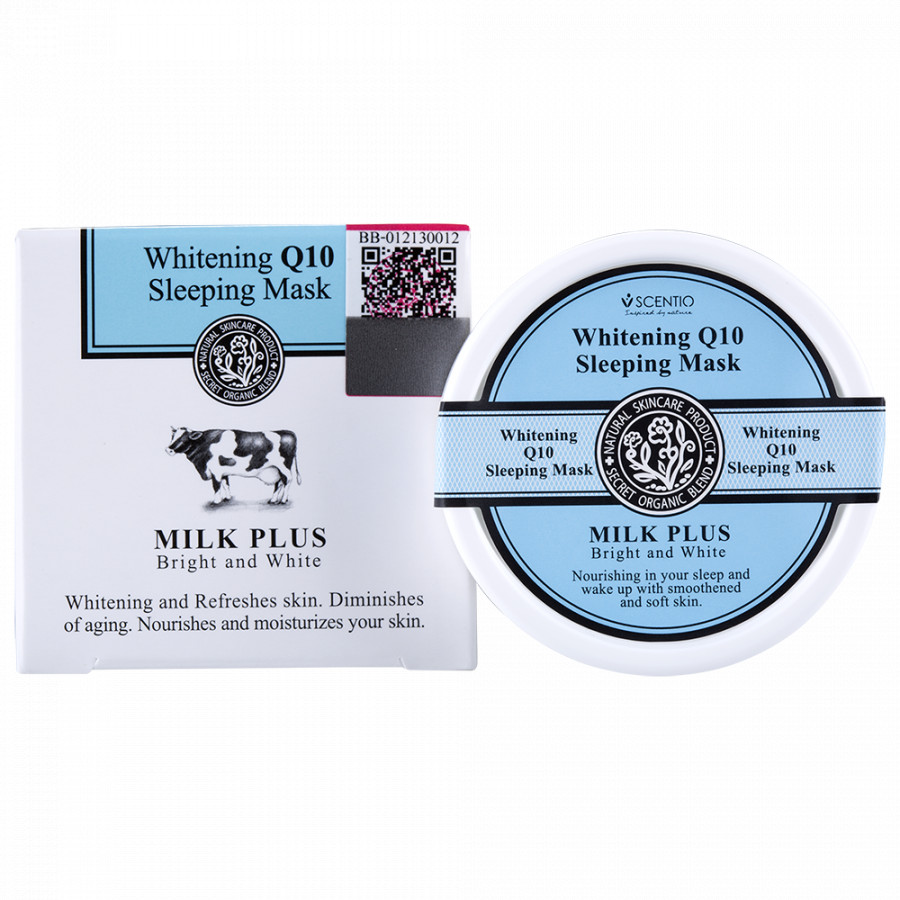 Mặt nạ ngủ dưỡng trắng và trẻ hóa da Whitening Q10 Scentio Milk Plus 4.5g