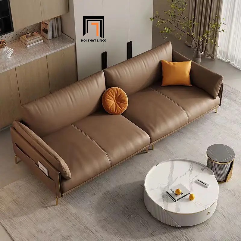 Ghế sofa băng Skinny dài 2m2 có túi đựng báo bọc da cao cấp nhiều màu