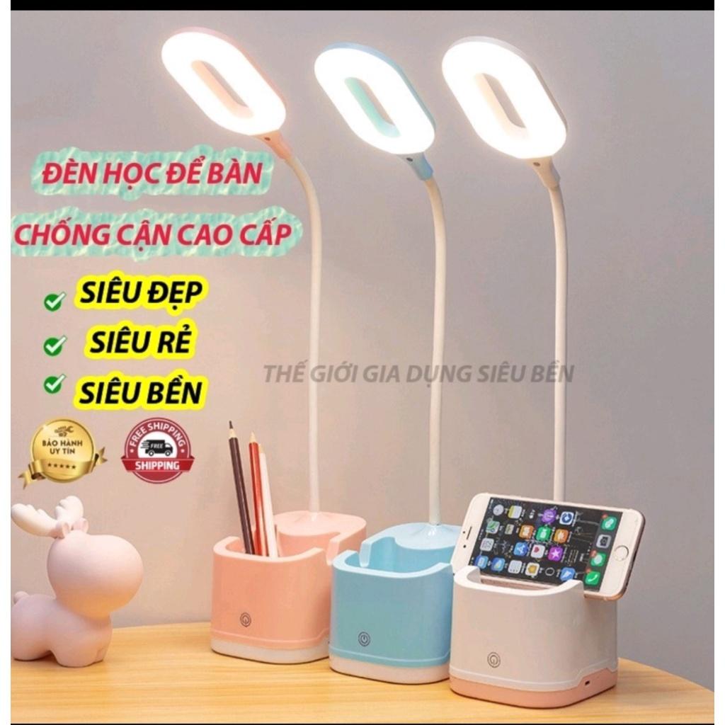 Đèn Bàn Học Đọc Sách Led 3 Chế Độ Sáng Bảo Vệ Mắt, Thiết Kế Kết Hợp Hộp Bút Và Giá Để Điện Thoaị