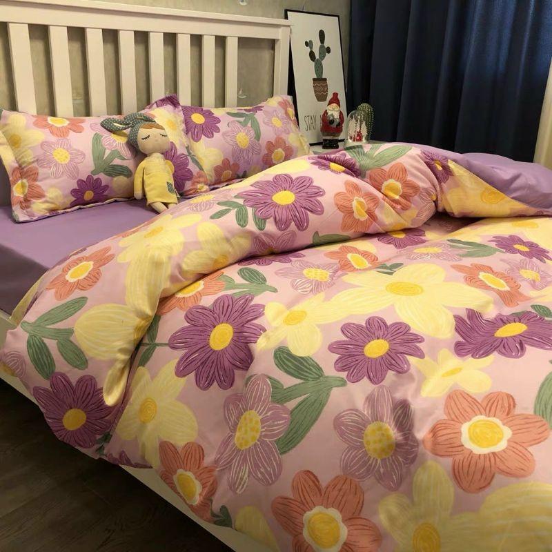 Bộ chăn ga cotton poly Shopquy mẫu đáng yêu Thỏ Love. Chăn ga gối phong cách hàn quốc