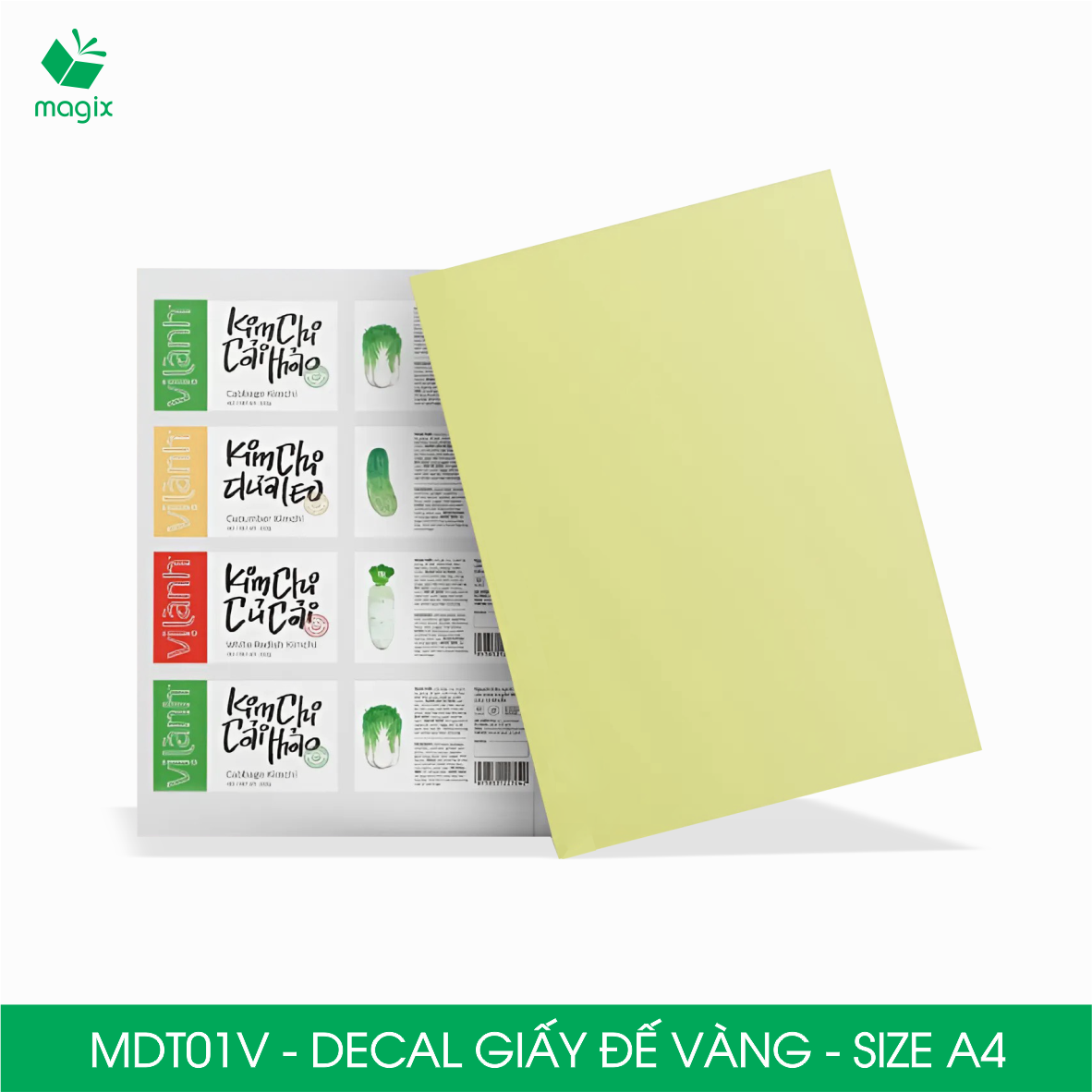 MDT01V - Xấp 50 tờ giấy decal đế vàng khổ A4 - Giấy in đơn hàng, nhãn dán, sticker đế vàng tự dính