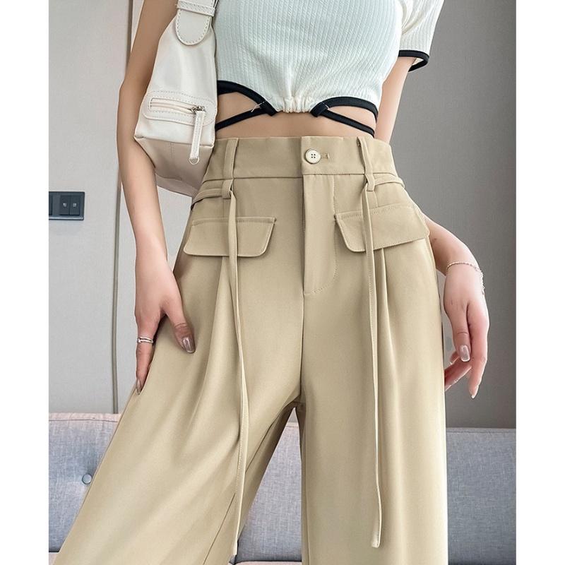 Quần ống suông dài nắp túi bigsize nữ dây kiểu cột BIGSIZE CÔ NHỎ - QDNT - Màu Be