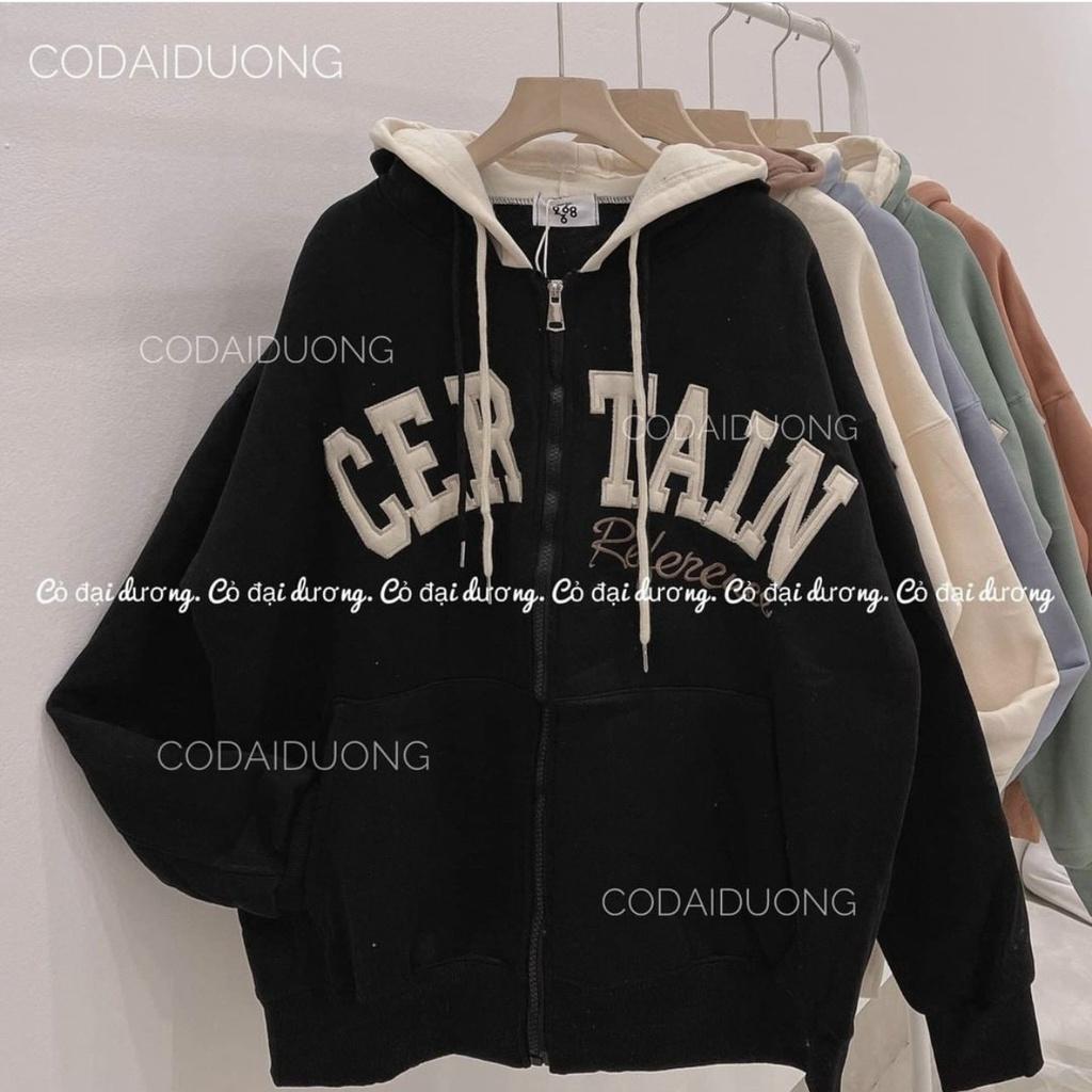 Áo Khoác, áo hoodie from rộng, Áo khoác nỉ nam nữ Họa Tiết Chữ CER TAIN Thời trang chữu nổi, siêu Dày Cao Cấp