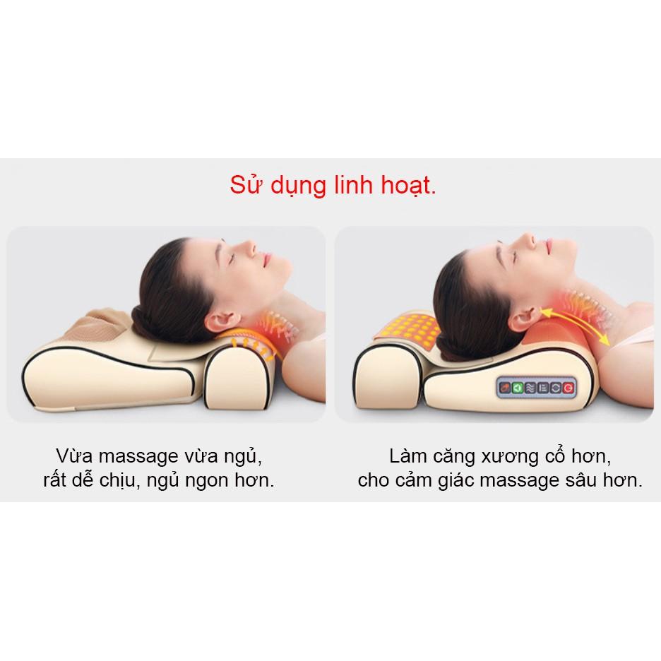 Gối massage Hồng ngoại kép đốt nóng kết hợp thảo dược (BẢN 2 MẢNH)