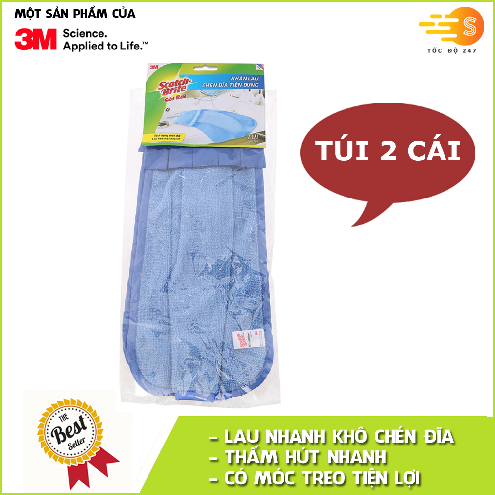 Khăn lau chén đĩa tiện dụng gói 2 Scotch Brite 3M