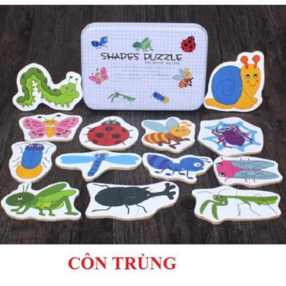 Đồ chơi bộ ghép hình hộp sắt 2 mảnh Shapes Puzzle thông minh cho bé