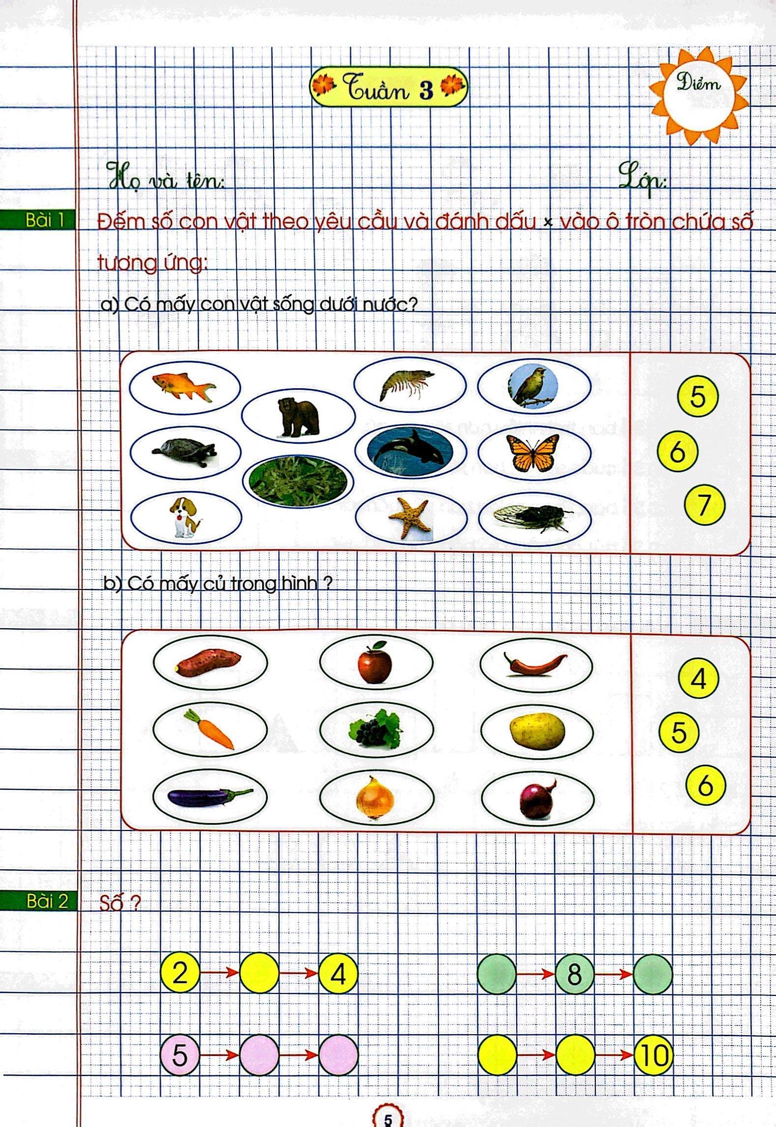 Phiếu Bài Tập Cuối Tuần - Môn Toán Lớp 1 (Biên Soạn Theo SGK Mới)