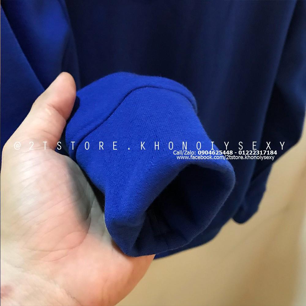 Áo hoodie unisex 2T Store H03 màu xanh dương navy khoác nỉ chui đầu nón 2 lớp dày dặn chất lượng đẹp