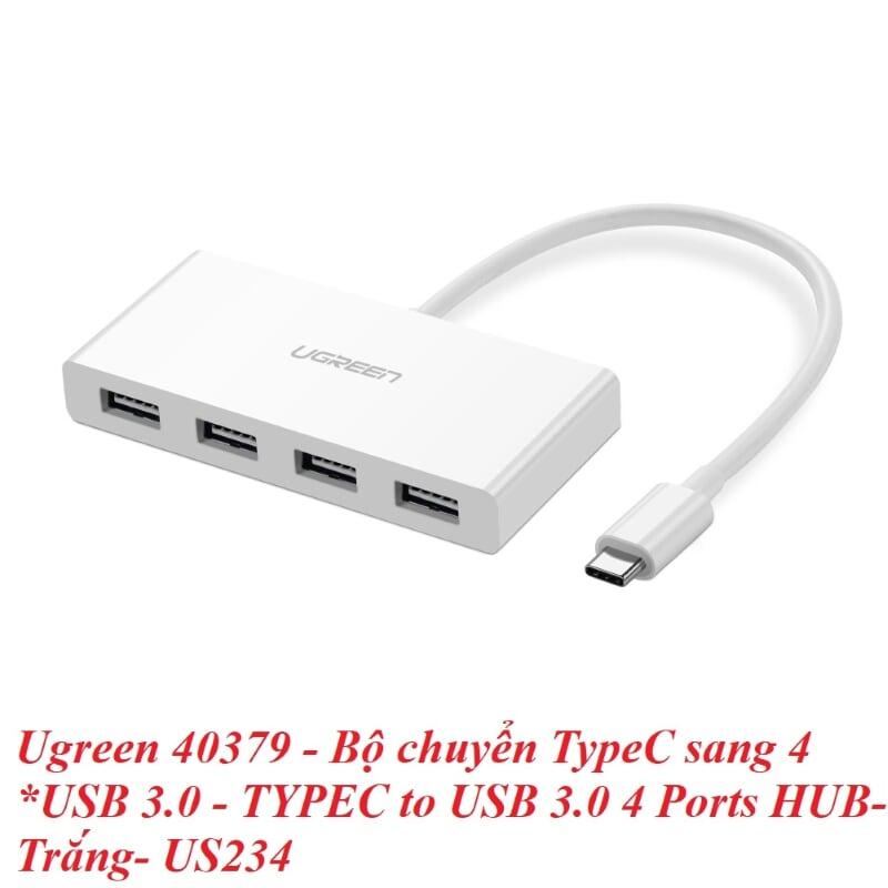 Ugreen UG40379US234TK 15CM màu Trắng Bộ chuyển đổi TYPE C sang 4 USB 3.0 bọc nhựa ABS - HÀNG CHÍNH HÃNG