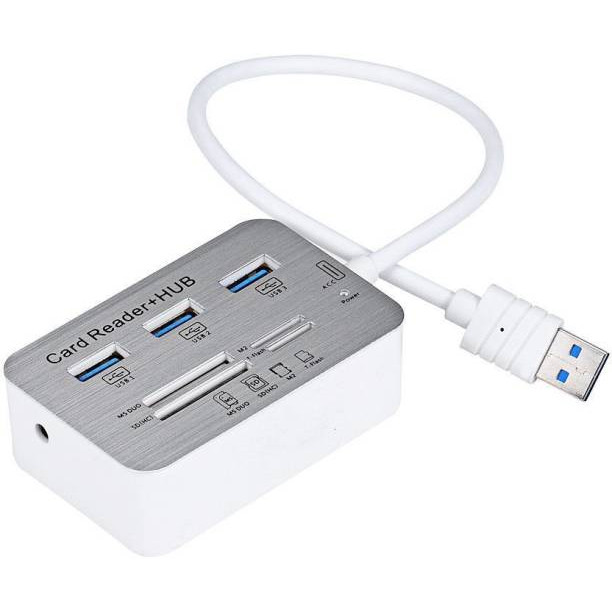 Hub USB 3.0 3 Cổng Tích Hợp Đọc Thẻ  MS/SD/M2/TF (7 in1)- Dài 30cm