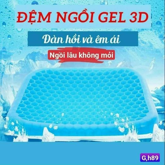 Đệm Ngồi Gel 3D Silicol Lót Ghế Ngồi Làm Từ Hợp Chất TPE 2 Lớp, Lưu Thông Máu Thoáng Khí, Hỗ Trợ Tuần Hoàn Máu, Chống Ê Mông, Mỏi Lưng - Hàng Chính Hãng