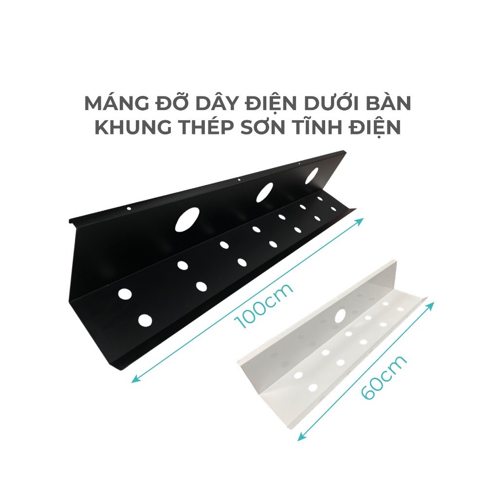 Khay đỡ dây điện, máng đỡ ổ điện dưới bàn - thép sơn tĩnh điện 2mm