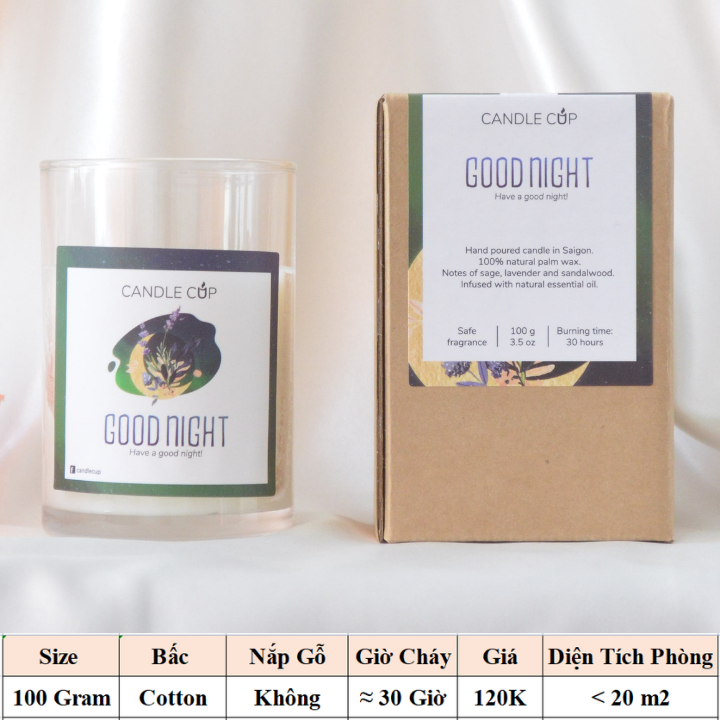 Nến thơm phòng ngủ AGAYA Candle Cup hương lavender, xô thơm và gỗ hoàn đàn - Mùi GOODNIGHT