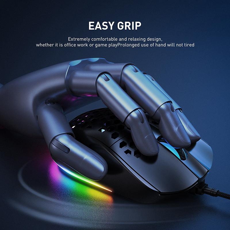 OnikumaCW906 Quang Cao Cấp Chuột Chơi Game Chuyên Nghiệp Với 6 Màu Sắc Tươi Sáng LED Backlit Và Thiết Kế Công Thái Học Cho LOL CS