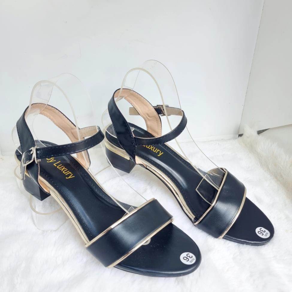 Giày Sandal Cao Gót Quai Hậu Nữ 3 Phân Chất Liệu Da - MS 092