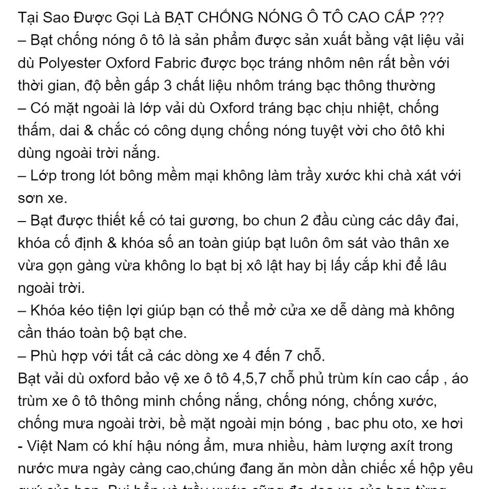Bạt trùm xe ô tô Hyundai Kona vải dù oxford cao cấp áo trùm che phủ xe hơi, bạc phủ xe ô tô chống nóng,mưa,bụi