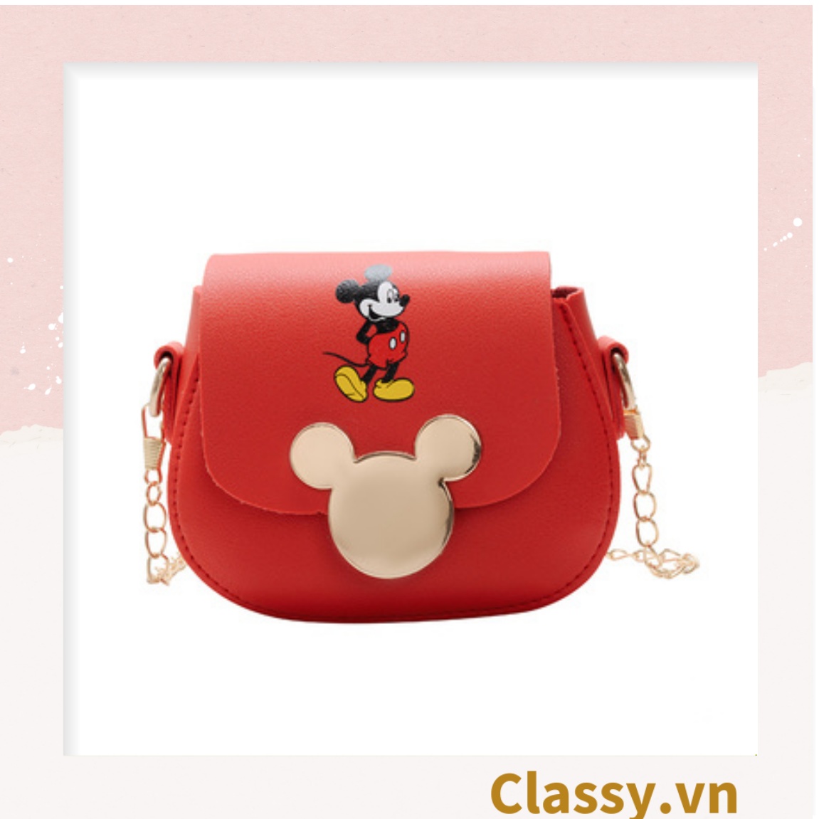 Túi xách đeo chéo da trơn khóa mickey siêu xinh, đủ màu T291