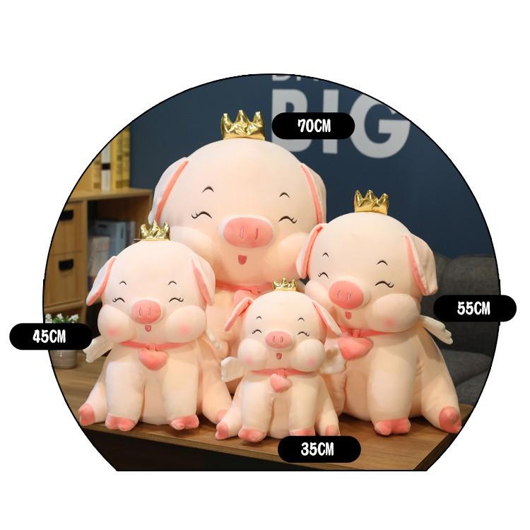 Gấu Bông Heo Vương Miện Thiên Thần Dễ Thương Cao Cấp Đẹp Cute Size 35 - 70 - HUMI