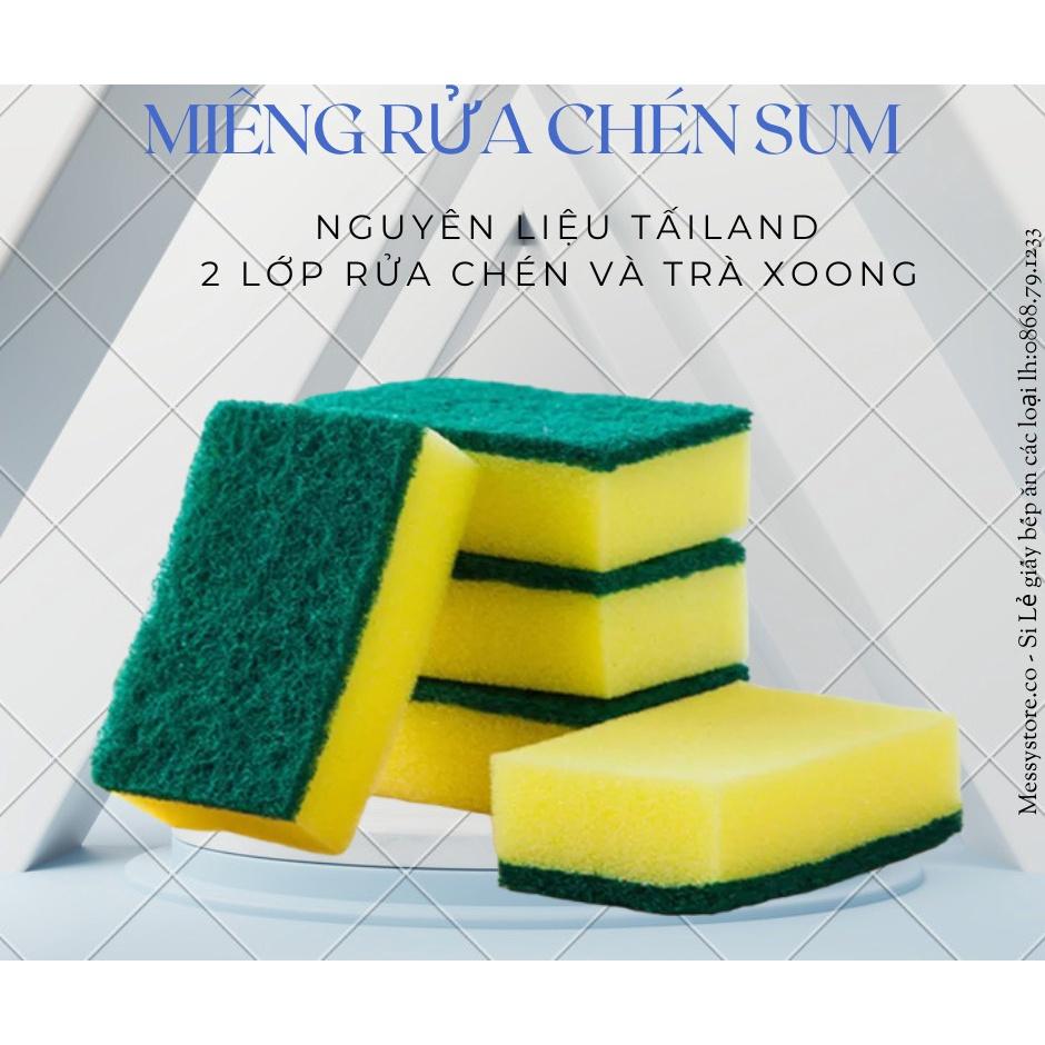 Miếng rửa chén dĩa Sum 2 lơp có thể chùi xoong