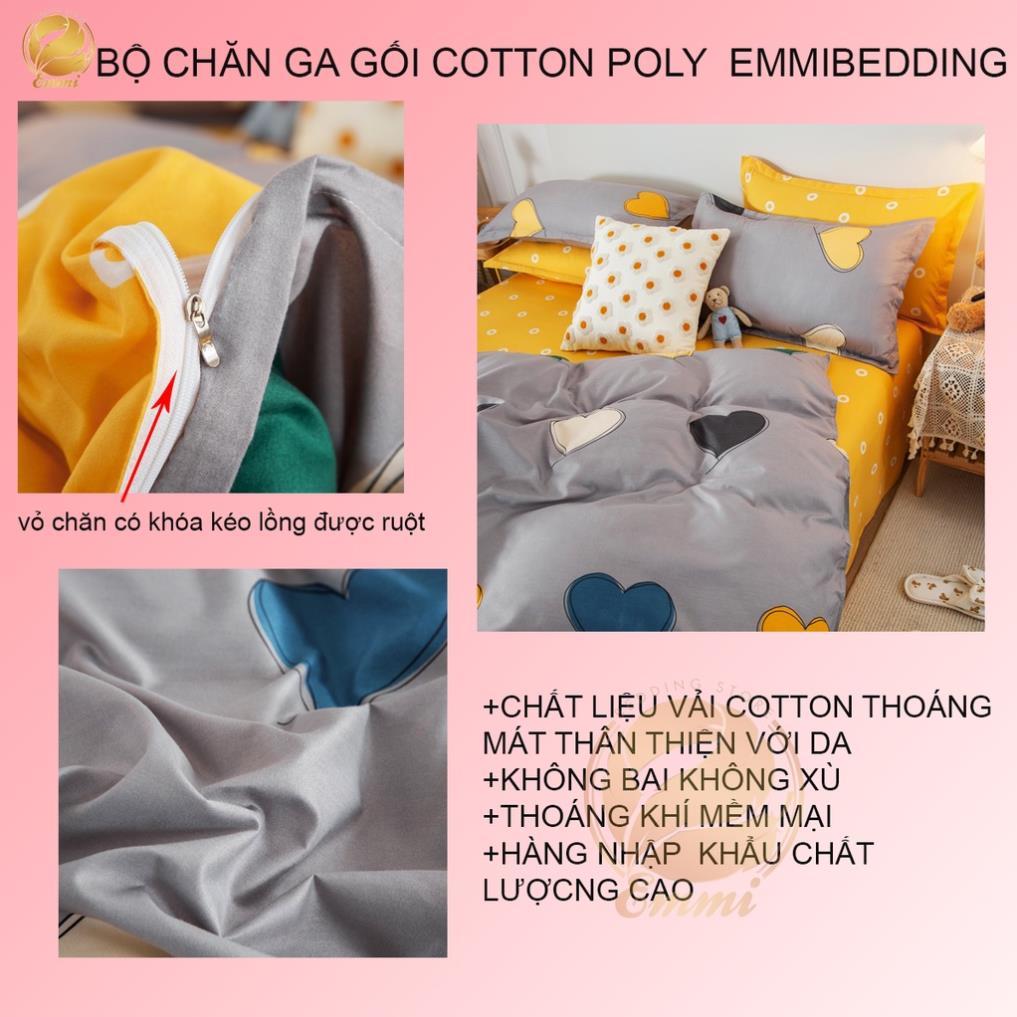 Bộ Chăn ga gối , cotton poly cao cấp- mẫu new miễn phí bo chun