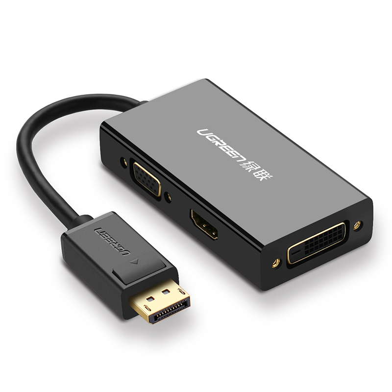 Cáp chuyển đổi đa năng 1 trong 3 từ Displayport đầu đực sang HDMI + VGA + DVI-D (24+1) đầu cái UGREEN 20420 - Hàng chính hãng