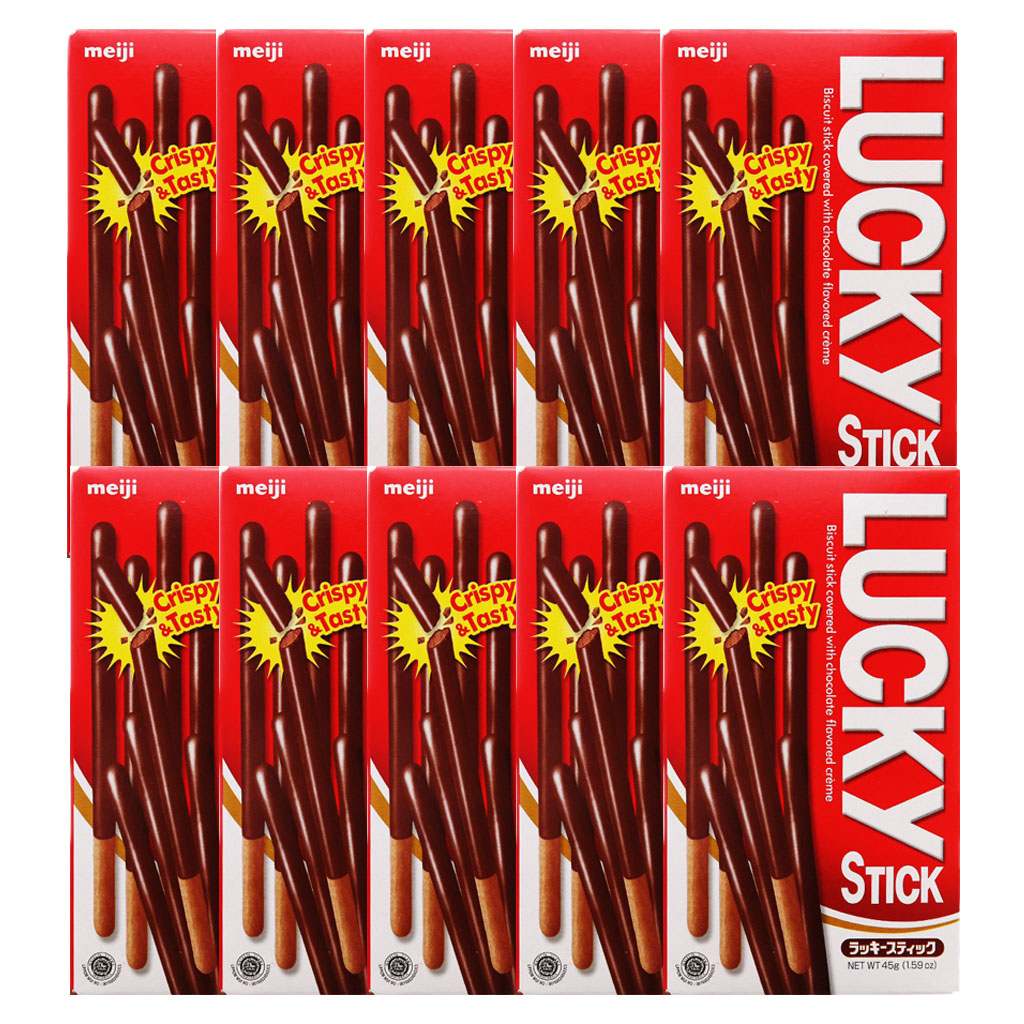 Lốc 10 Bánh que Meiji Lucky stick chocolate 45g