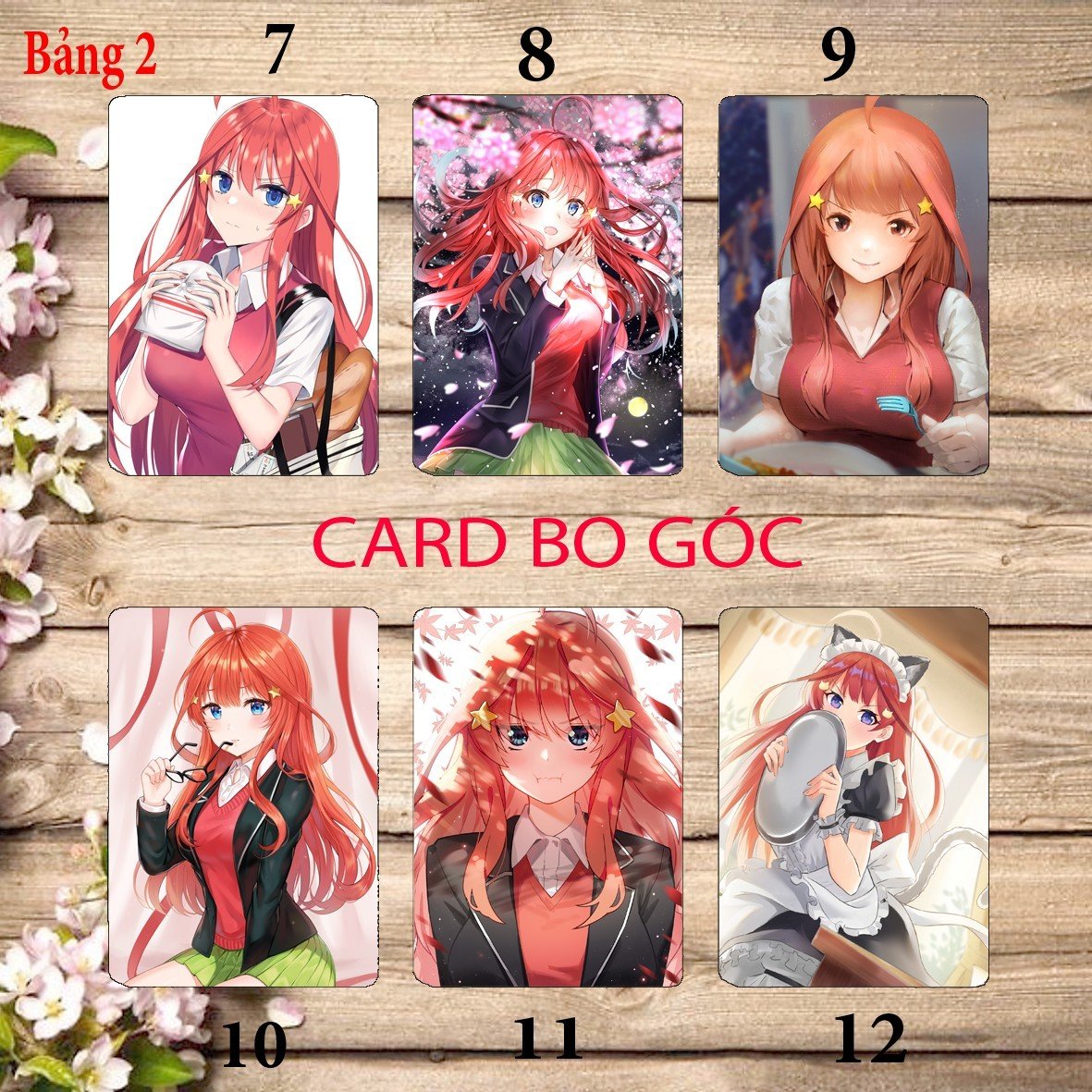 Card bo góc Nakano itsuki Gotoubun no Hanayome 6 card/ Thẻ card hình Nakano itsuki nhà có 5 nàng dâu