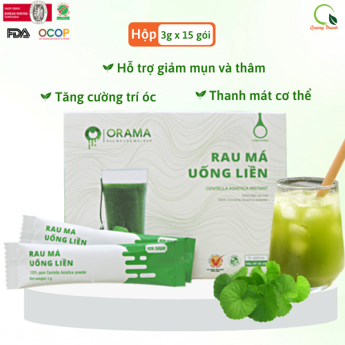 Rau Má Uống Liền ORAMA không đường 15x3g- rau má tươi nguyên chất, tăng cường dinh dưỡng