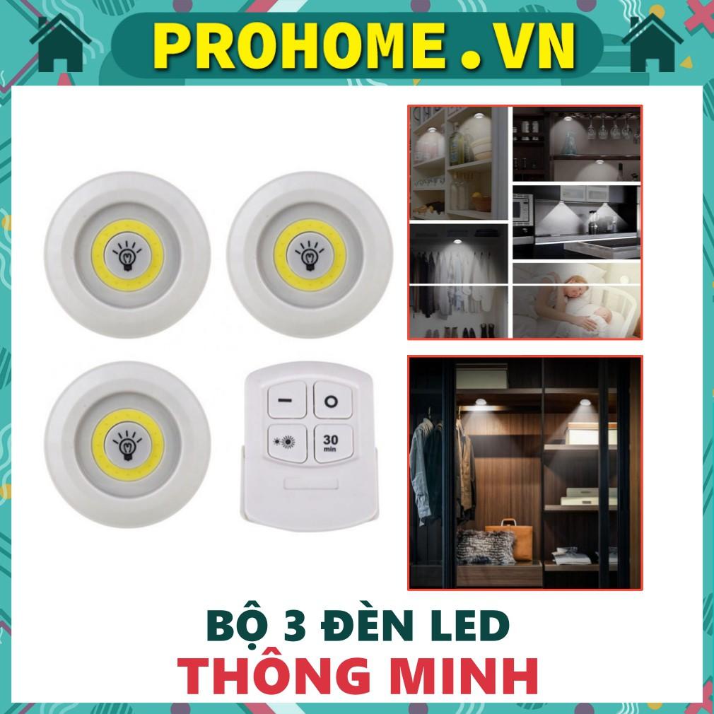 Bộ 3 Đèn LED Mini Gắn Tường Tủ, Có Điều Khiển Từ Xa, Có Chức Năng Hẹn Giờ Tắt