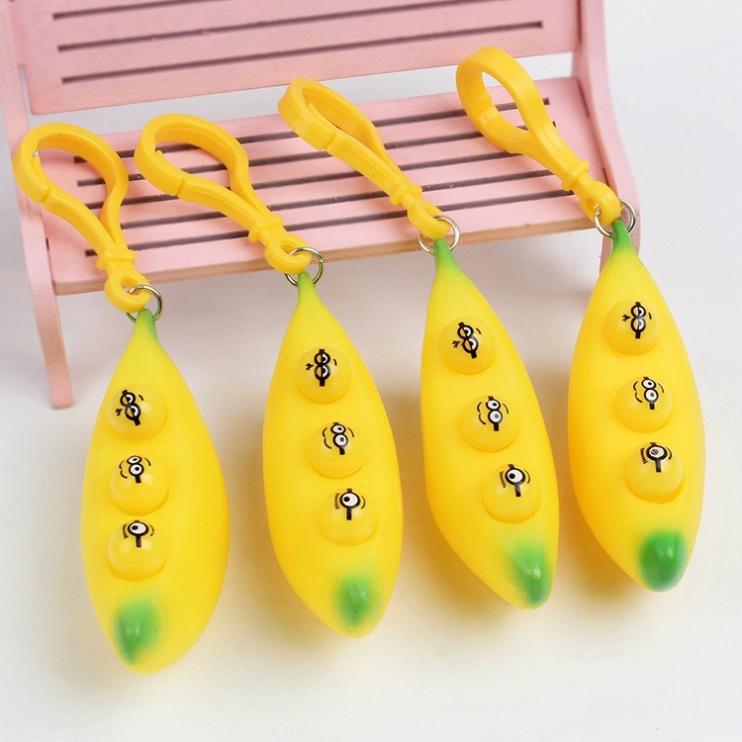 Móc khóa Bóp Ra 3 Mắt Minion Squishy mềm mịn dễ thương chân thực giảm stress co dãn đàn hồi ngộ nghĩnh bóp giải trí