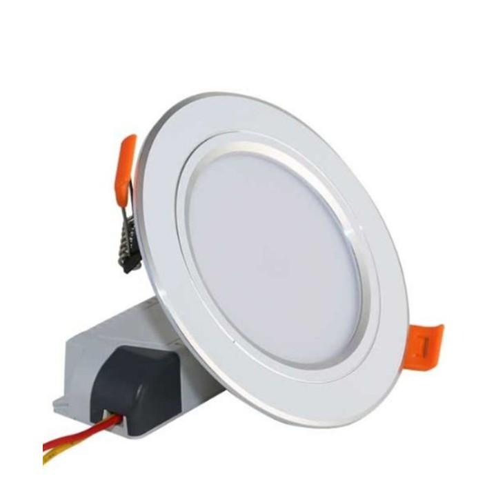 Đèn LED âm trần đổi 3 màu 9W Rạng Đông, khoét lỗ 110, vỏ nhôm đúc - (Viền bạc/ viền bạc)