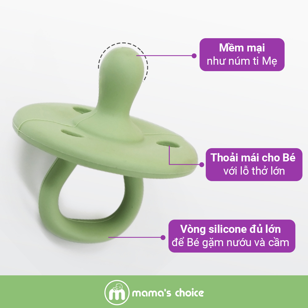 [QUÀ TẶNG ĐỘC QUYỀN] Ti Giả Mama's Choice Cao Cấp, Núm Ti Silicone Siêu Mềm và An Toàn Cho Bé Yêu