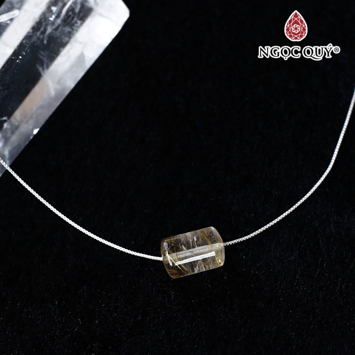 Hình ảnh Mặt dây chuyền lu thống đá thạch anh tóc vàng 9X12mm tặng dây bạc mệnh thủy kim - Ngọc Quý Gemstones