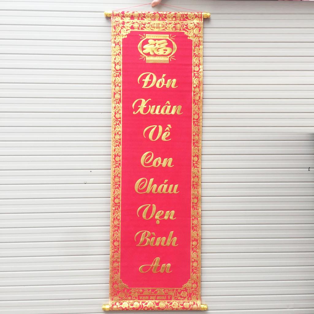Bộ đôi câu đối đỏ chữ vàng dài 1m trang trí Tết