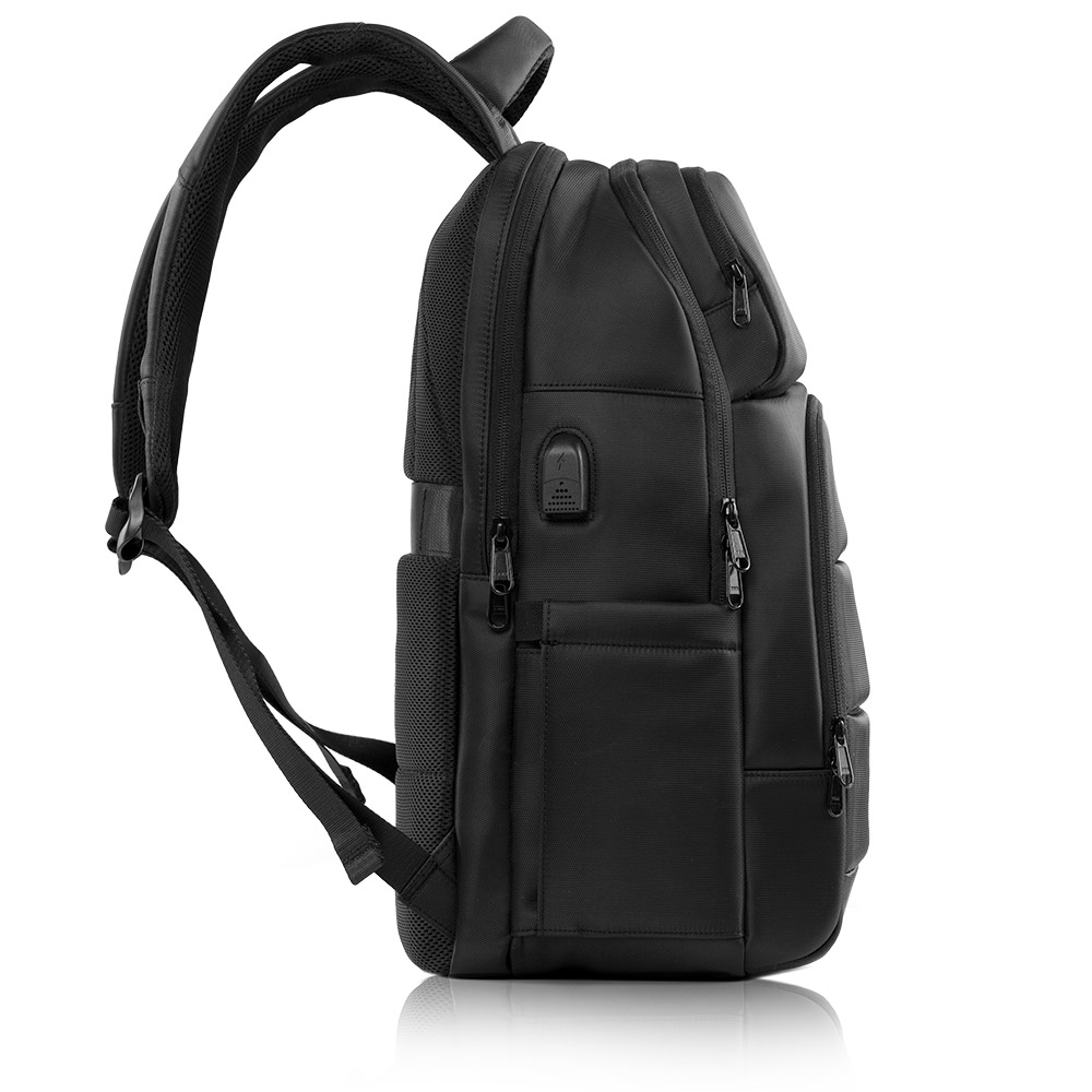 Balo laptop KINGBAG MARCUS 15”, nhiều ngăn sức chứa lớn, tích hợp USB, trượt nước, đai buộc vali, màu đen - Hàng chính hãng