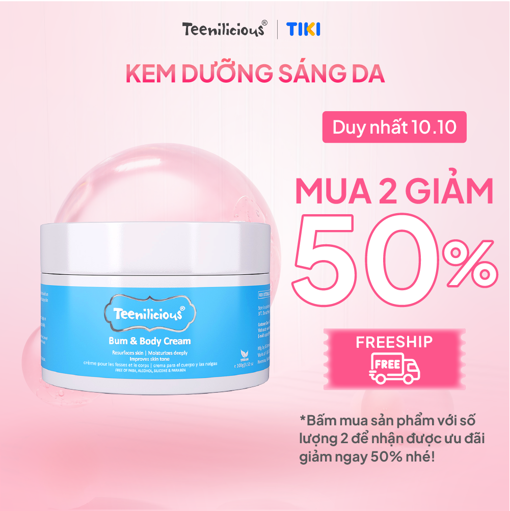 Kem Dưỡng Da Body, Hỗ Trợ Làm Sáng Da Vùng Mông Và Toàn Thân Teenilicious Bum &amp; Body Cream - 100g