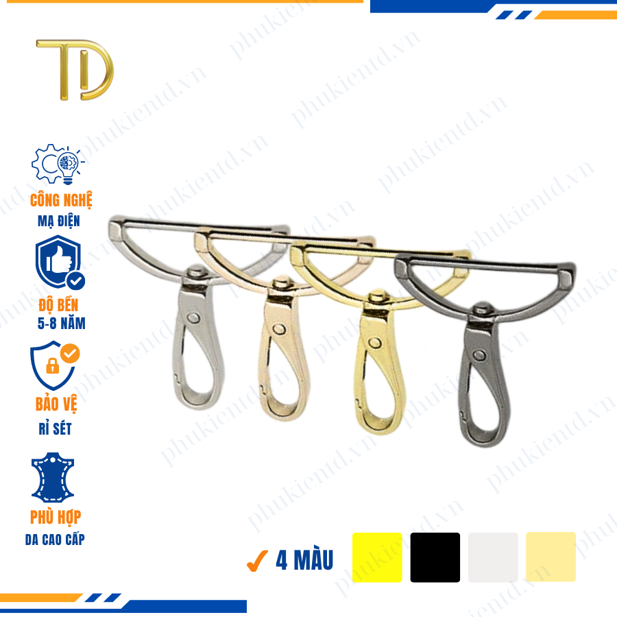 Móc càng cua túi xách,móc khóa càng cua túi xách,móc chó túi xách 38mm Mạ điện bền 5-8 năm