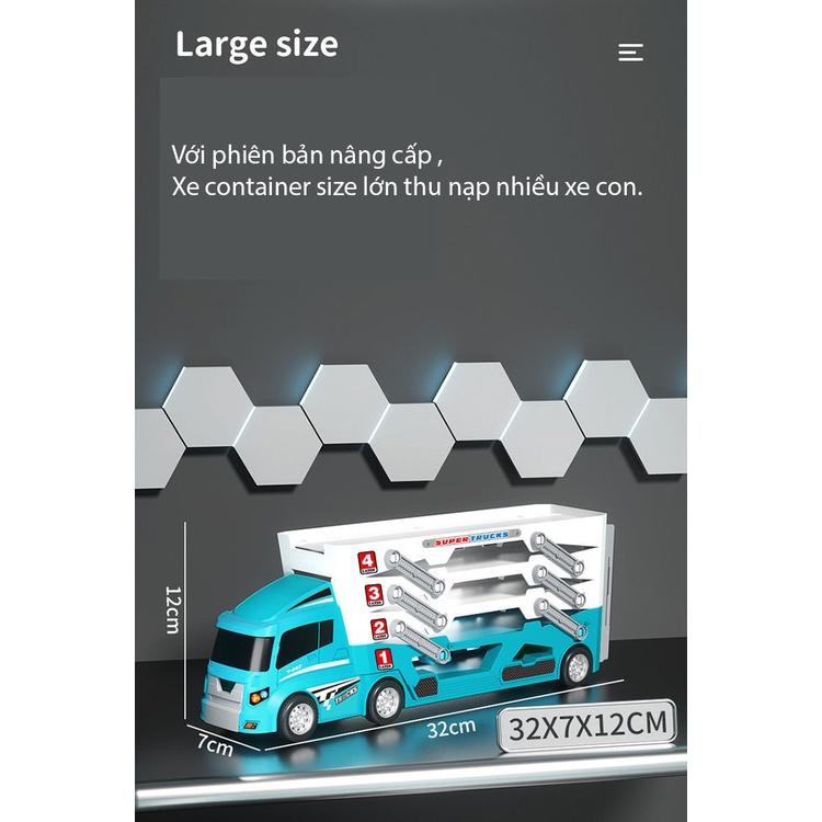 (Hàng Sẳn TP.HCM Giao ngay) Bộ Đồ Chơi Xe Ô Tô (Gồm 1 Xe Tải Container 4 tầng Và 6 Chiếc Xe Ô Tô Nhỏ)