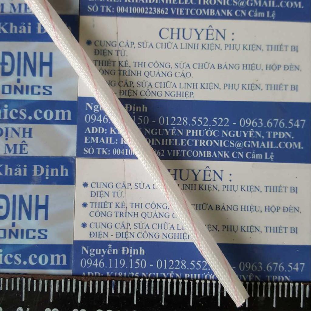 dây gen thủy tinh chụi nhiệt cách điện, màu trắng phi 3mm/4mm/5mm/6mm/8mm/10mm, đoạn 0.8~1 mét kde3715