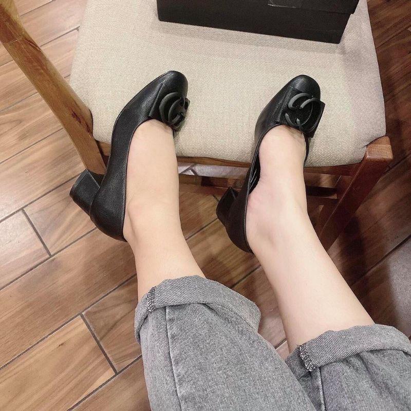 GIÀY CAO GÓT DA MỊN KHUY GG MŨI TRÒN - 3P