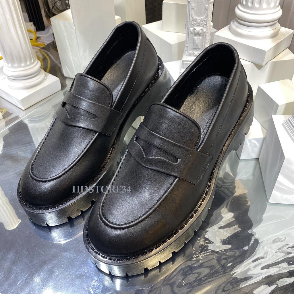 Giày Penny Loafer Đế Khủng 5cm Siêu Chất Full Black