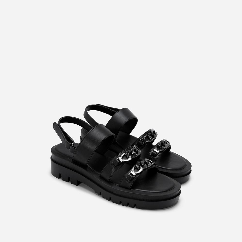 Vasscara Giày Sandal Đế Chunky Quai Ngang Nhấn Khóa Trang Trí - SDK 0330