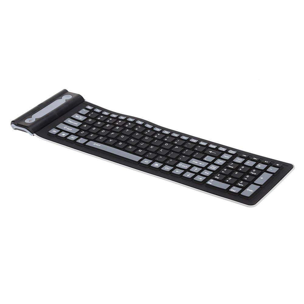 2.4G Wireless Keyboard 107 Keys Portable Folding Soft Silicone Dustproof Keyboard