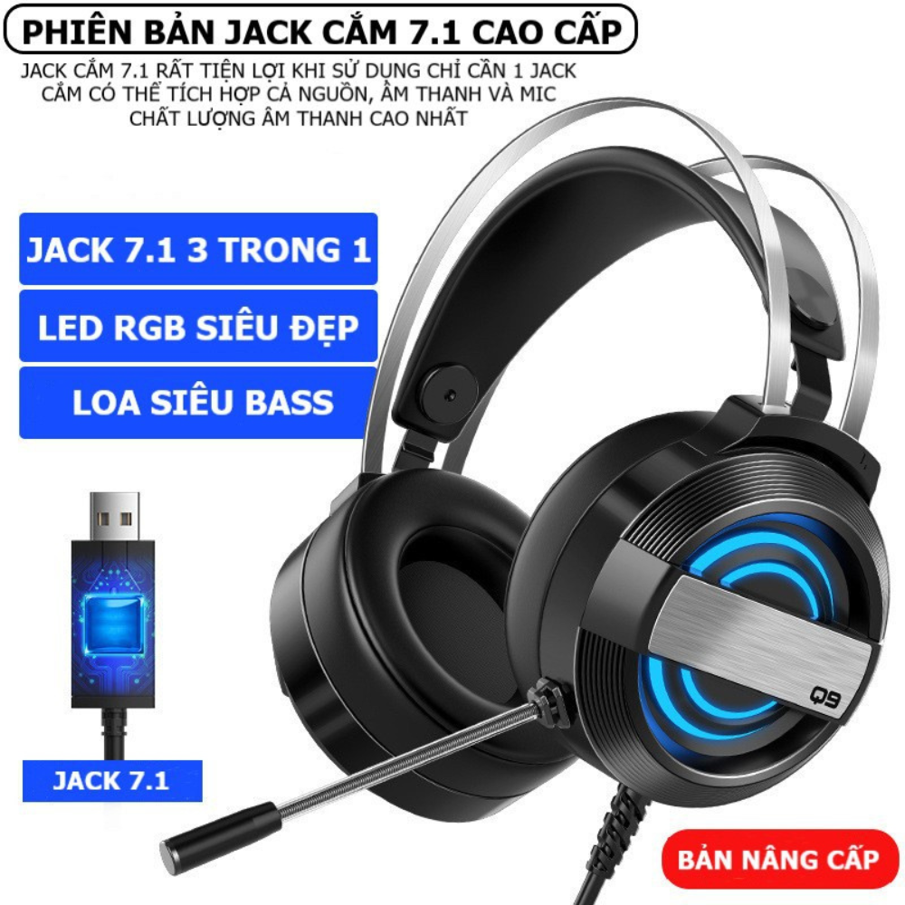 COMBO Gaming Bàn phím và chuột kèm tai nghe chụp tai headphone super bass, phím LED 10 chế độ