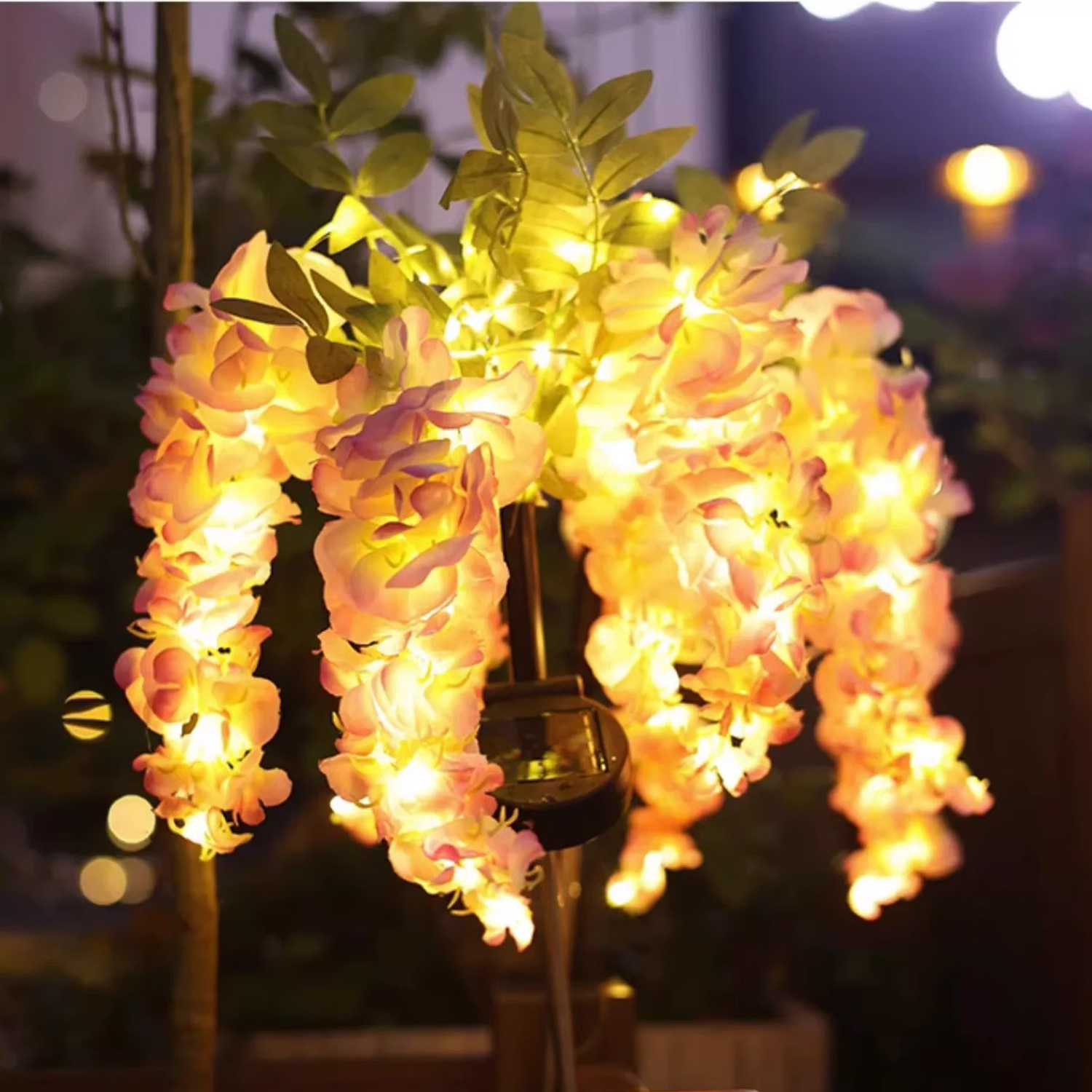 Đèn Trang Trí Năng Lượng Mặt Trời Hoa Tử Đằng Màu Tím - Trắng Hồng, Chống Nước, Sử Dụng 10 Năm - DA3038