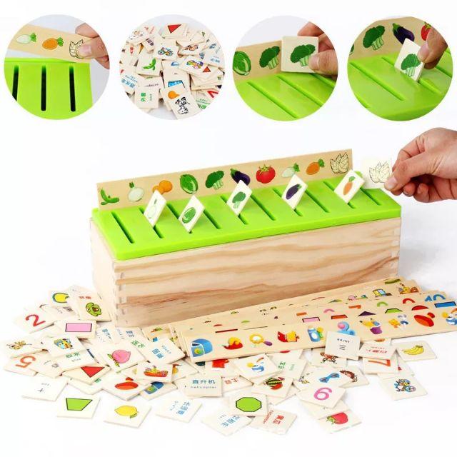 Đồ chơi gỗ hộp thả hình phân loại theo chủ đề cho bé