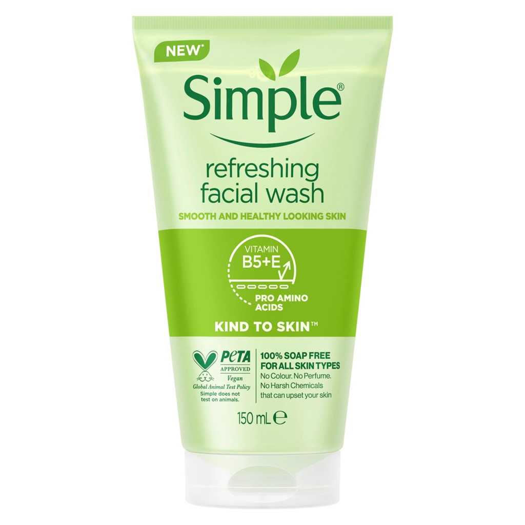 Combo Chăm sóc da mặt toàn diện với Sữa rửa mặt Simple sạch thoáng không chứa xà phòng 150ml + Nước hoa hồng Simple 200ML & Nước tẩy trang Simple 200ML